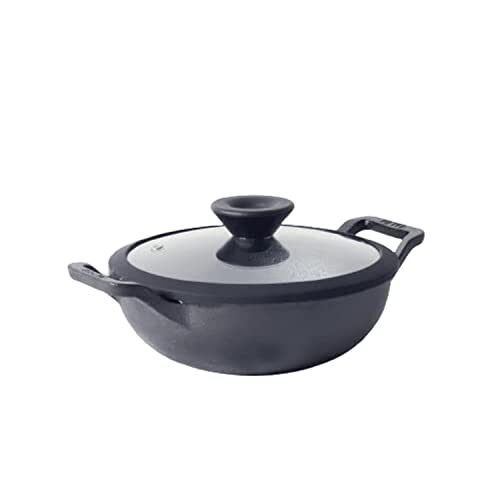 Meyer Pre Seasoned Cast Iron Kadai 20cm, Black