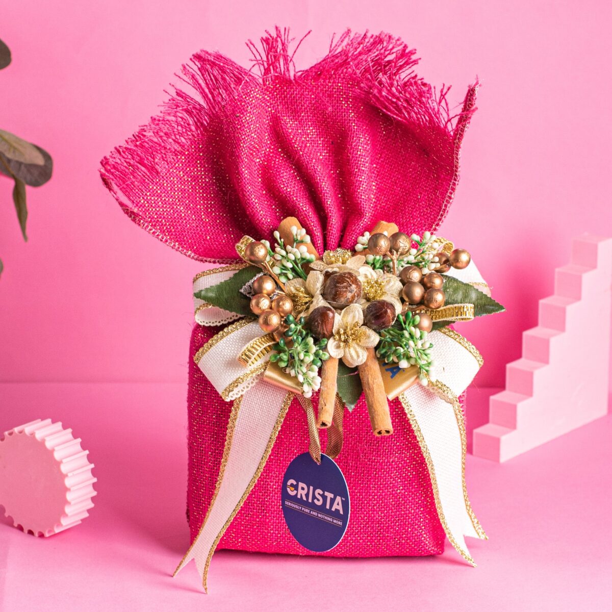 CRISTA Earthy Spice Potli - Pink| Pack of 4| Diwali Gift| Pure Spice Gifting: 375 gms - Image 4
