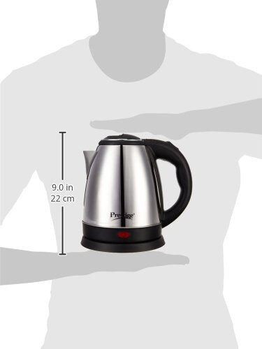 Prestige 1.5 Litres Electric Kettle (PKOSS 1.5)|1500W | Silver - Black| Automatic Cut-off | Stainless Steel | Rotatable Base | Power Indicator | Single-Touch Lid Locking - Image 3