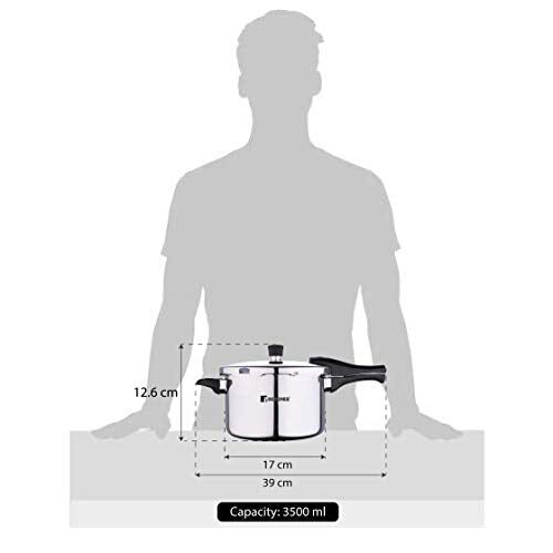 Bergner Argent Elements Triply 3.5 Litres Stainelss Steel Pressure Cooker with Triple Safety System, Easy to Use & Hold Handles, Extra locking system - Image 5