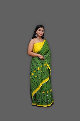 ANMOL FABRICS Women's Cotton Malmal Saree | Women Stylish Sadis | Printed Runing Blouse Piece | Sari Length 5.5 meter | Blouse Piece 1 m | Unstitched Blouse Material Free_Size_SAREE-MULTI_63 - Image 4