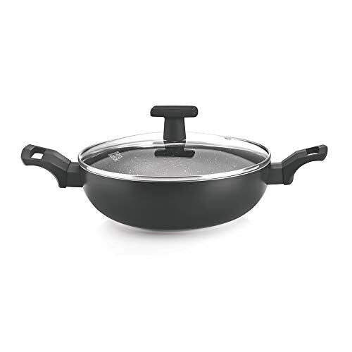 Milton Pro Cook Granito Induction Kadhai with Lid, 26 cm / 3.4 Litre, Black (Aluminium) - Image 5