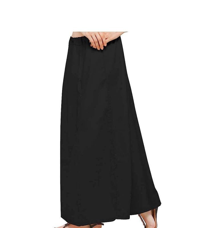 SGH Women's Pure Cotton Best Plain Solid Indian Stitched Saree Black Color Petticoats 100% Vimal Cotton (Free Size,42) - Image 6