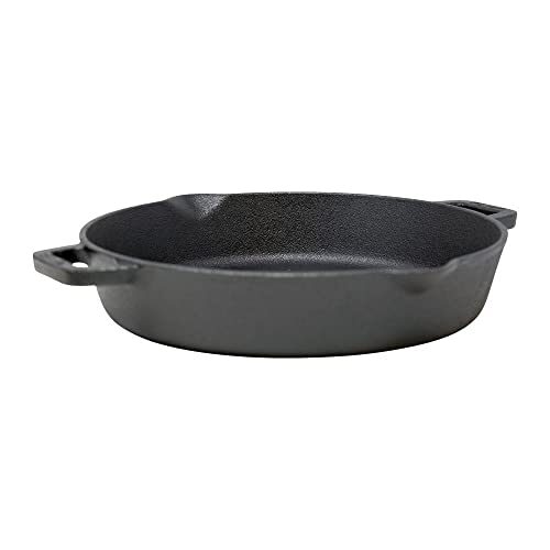 Meyer Pre Seasoned Cast Iron Skillet | Fry Pan | Iron Pan | Cast Iron Cookware| Cast Iron Frying Pan with 2 Side Handles | Gas and Induction Compatible, 24cm/ 1.6 litres, Black