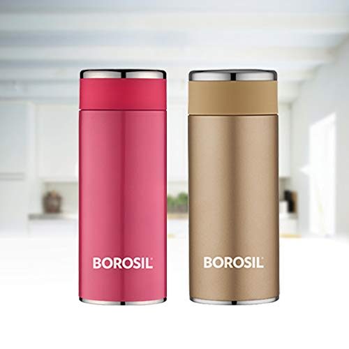 Borosil Stainless Steel Hydra Travelsmart - Vacuum Insulated Flask Water Bottle, 200 ML, Pink - Image 2