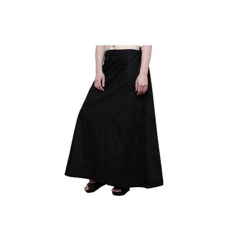 SGH Women's Pure Cotton Best Plain Solid Indian Stitched Saree Black Color Petticoats 100% Vimal Cotton (Free Size,42) - Image 7
