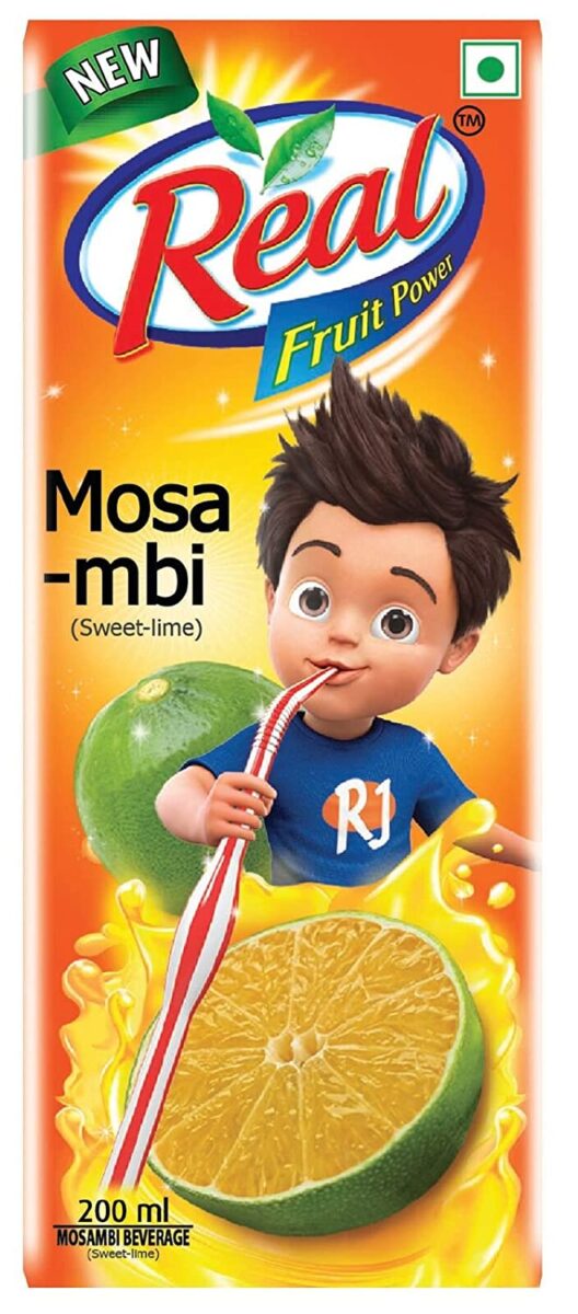 24x Real Fruit Juice Mosambi, 180 ml each - Pack of 24