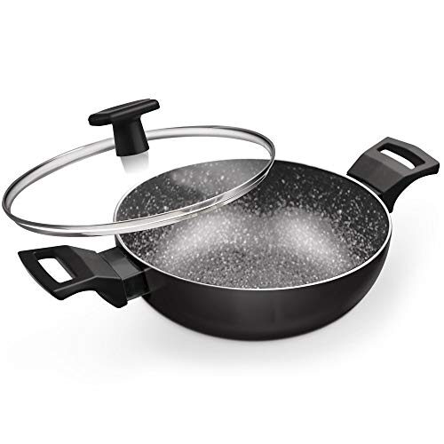 Milton Pro Cook Granito Induction Kadhai with Lid, 26 cm / 3.4 Litre, Black (Aluminium) - Image 6