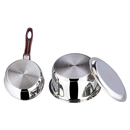 Vinod Stainless Steel Regular Saucepan (1 Litre) & Capsule Bottom Tope (1.8 Litre) with Lid(Induction and Gas Stove Friendly), 2 Years Warranty, Silver - Image 5