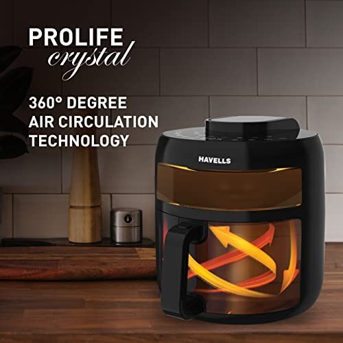 Havells Air Fryer Prolife Crystal | See-Through Window | 85% Less Oil | 5L Pan | 8 Presets Menu | Auto Restart | Touch Screen | Digital Display |Dehydrator Mode | 1500 Watt & 2 Year Warranty, 5 Liter - Image 4