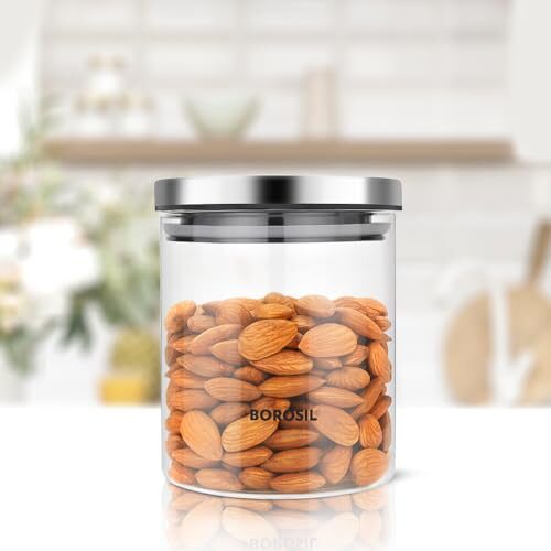 Borosil Classic Glass Jar, Air-Tight Storage Container For Kitchen, Glass Jar For Storing Spices, 600 ml, Clear - Image 9