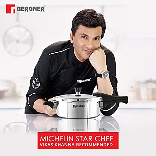 Bergner Argent Elements Triply 2.5 Litres Stainelss Steel Pressure Pan with Triple Safety System, Easy to Use & Hold Handles, Extra locking system - Image 3