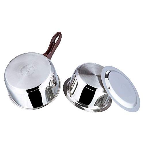 Vinod Stainless Steel Regular Saucepan (1 Litre) & Capsule Bottom Tope (1 Litre) with Lid (Induction and Gas Stove Friendly), 2 Years Warranty, Silver - Image 5