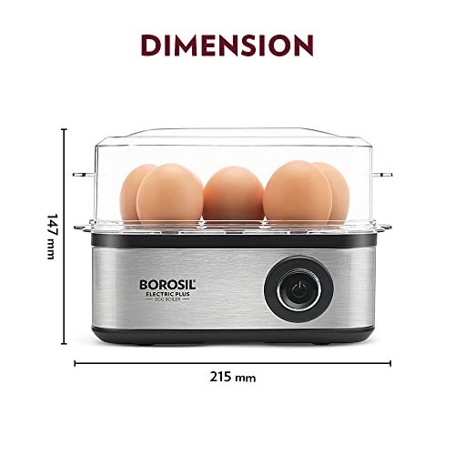 Borosil Electric Egg Boiler, 8 Egg Capacity, For Hard, Soft, Medium Boiled Eggs, Steamed Vegetables, Transparent Lid, Stainless Steel Exterior (500 Watts) - Image 7