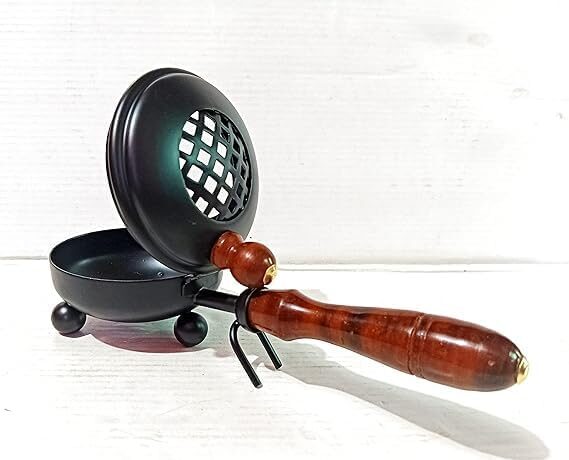 Dhoop Dani Dhuni Loban Burner, Charcoal Incense Burner with Wooden Handle for Puja, Home Temple, Home Decor, Office - Image 4