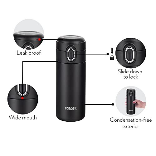 Borosil Stainless Steel Hydra Double Wall Vacuum Insulated Traveller Flask, (BLACK, 300 ml) - Image 6