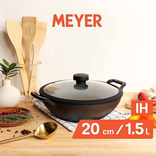 Meyer Pre Seasoned Cast Iron Kadai 20cm, Black - Image 7