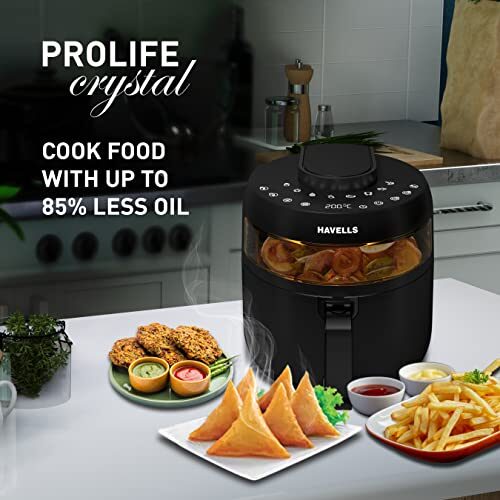 Havells Air Fryer Prolife Crystal | See-Through Window | 85% Less Oil | 5L Pan | 8 Presets Menu | Auto Restart | Touch Screen | Digital Display |Dehydrator Mode | 1500 Watt & 2 Year Warranty, 5 Liter - Image 11