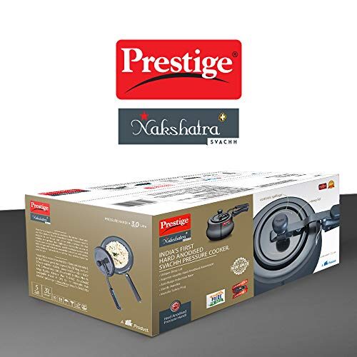 Prestige 3 Litres Nakshatra Plus Svachh Induction Base Inner Lid Hard Anodized Pressure Cooker | Black | Deep lid Spillage Control | Handi | Anti-Bulge Base | Sturdy Handle - Image 3