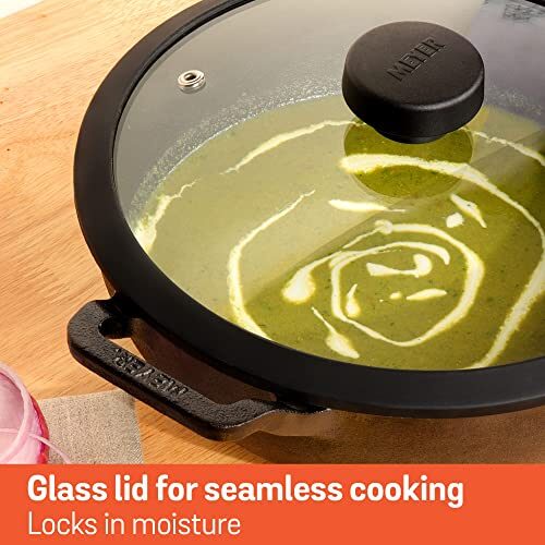 Meyer Pre Seasoned Cast Iron Kadai 20cm, Black - Image 3