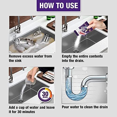 Harpic Disinfectant Bathroom Cleaner Liquid, Lemon - 1L (Pack of 2) + Harpic Drain Xpert Drain Cleaning Powder (50g x 8) - Image 5