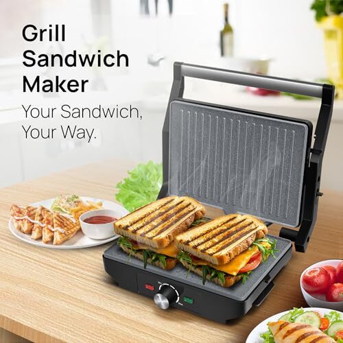 Wipro Elato BS204 1600 Watt Jumbo Ceramic Grill Sandwich Maker, Multi Heating Modes,180° Open Sandwich Griller, Non-Toxic BPA,PTFE,PFOA&PFAS Free, 2 Year Warranty, Large Bread Size for 2 Slices - Image 8