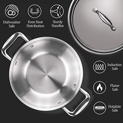 Milton Pro Cook Triply Stainless Steel Kadhai with Lid, 22 cm / 2.2 Litre - Image 6