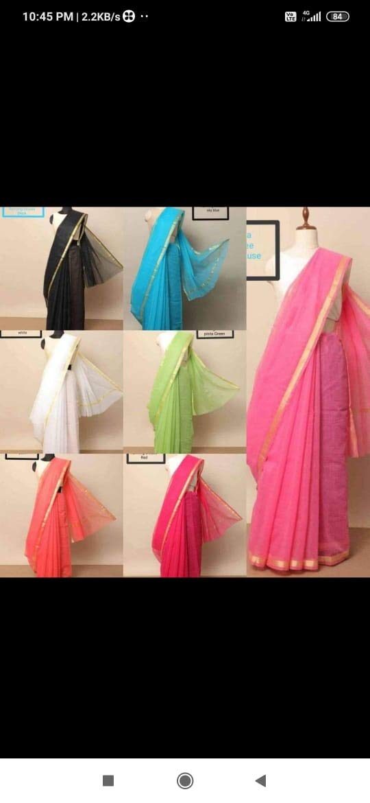 Anny Designer women's kota doria plain cotton saree/girl's sari with blouse piece (free size)(Bright Green) - Image 2