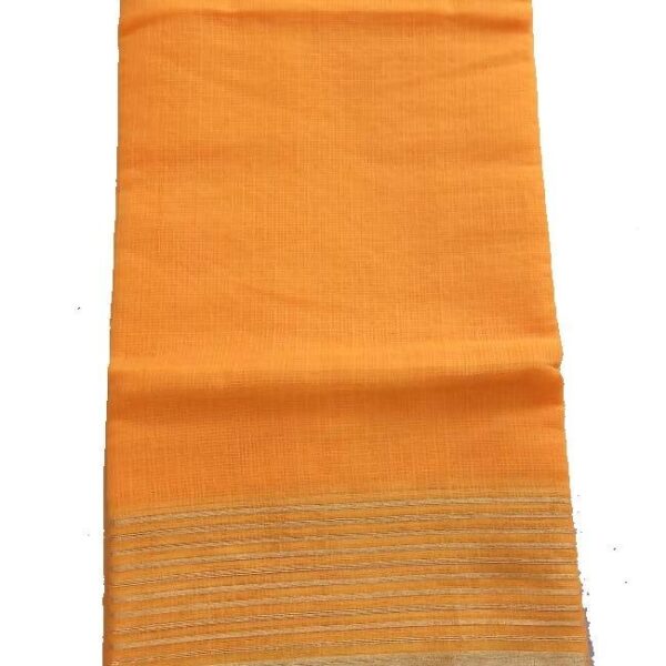 Anny Designer women's kota doria plain cotton saree/girl's sari with blouse piece (free size)(Amber Orange)
