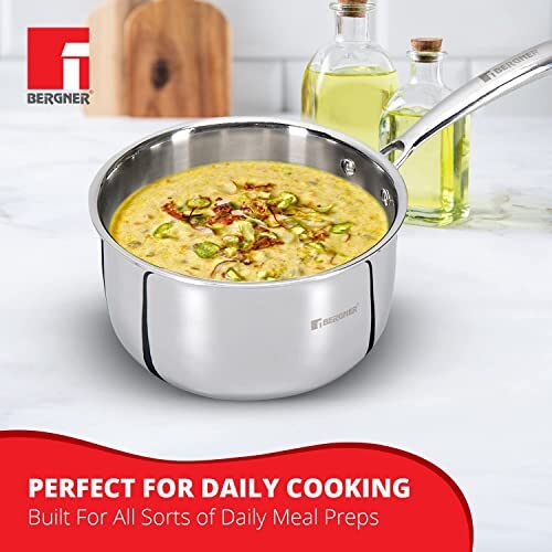 Bergner TriPro Tri-ply Stainless Steel Saucepan with Stainless Steel Lid 18 cm, 2.45 Litre, Induction Base, Silver - Image 7