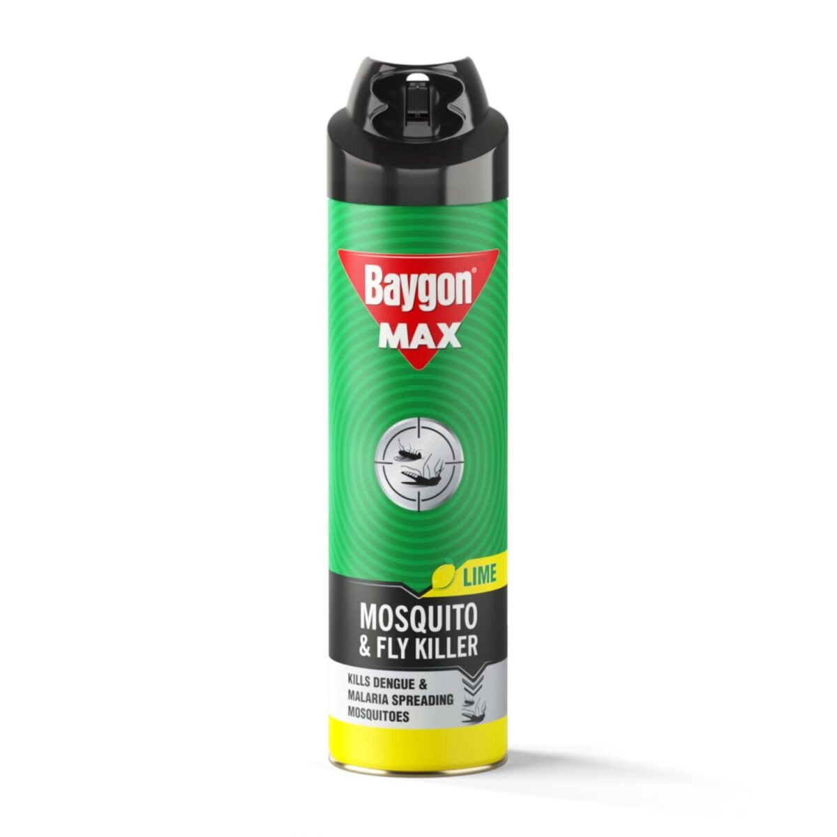 Baygon Max Mosquito and Fly Killer Spray, 400ml | Lime Fragrance | Instant Mosquito Repellent | Kills Dengue & Malaria Spreading Mosquitoes | With Double Nozzle Technology for 30% Wider Coverage