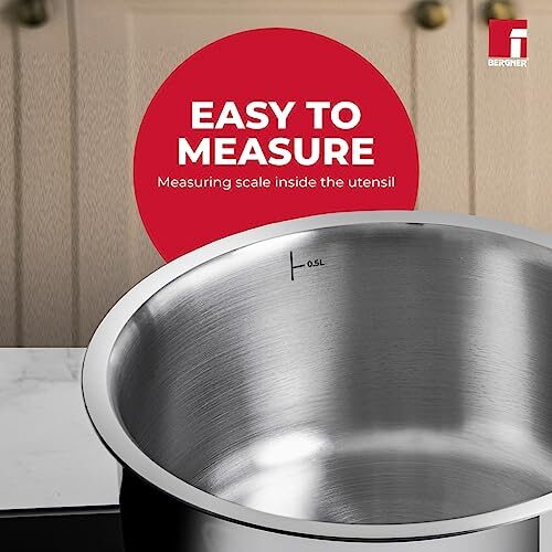 BERGNER Tripro Triply Stainless Steel Saucepan/Tea Pan/Milk Pan, 14 Cm, 1.2 LTR, Chai Pan Without Lid, Induction and Gas Ready, Heavy Bottom, Long Stay Cool Handle, Silver,Polished, 1.2 Liter - Image 5
