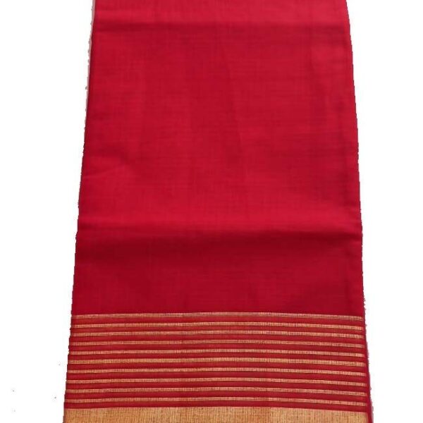 Anny Designer women's kota doria plain cotton saree/girl's sari with blouse piece (free size)(Cadmium Red)