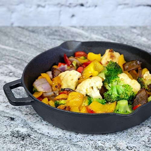 Meyer Pre Seasoned Cast Iron Skillet | Fry Pan | Iron Pan | Cast Iron Cookware| Cast Iron Frying Pan with 2 Side Handles | Gas and Induction Compatible, 24cm/ 1.6 litres, Black - Image 2