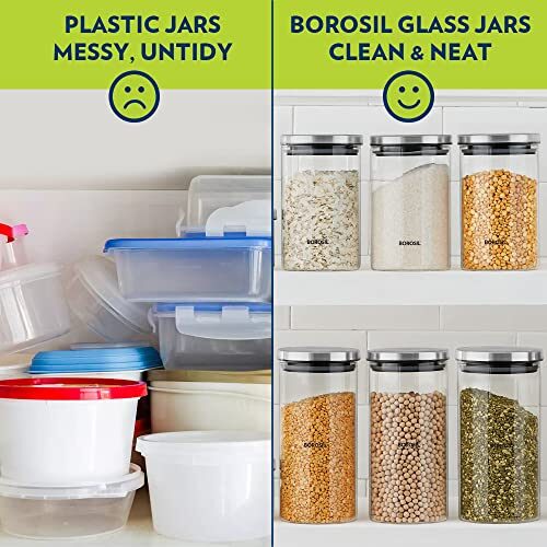Borosil Classic Glass Jar, Air-Tight Storage Container For Kitchen, Glass Jar For Storing Spices, 600 ml, Clear - Image 2