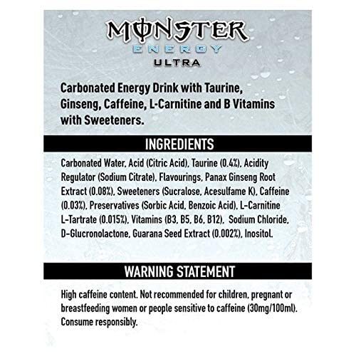 Monster Energy Chefsneed Ultra Zero Drink, (Pack Of 12 Cans X 500Ml Each), Vegetarian - Ultra Zero - Image 3