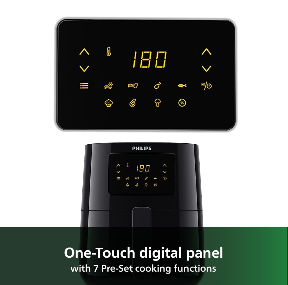 PHILIPS Digital Air Fryer HD9252/90 with Touch Panel, uses up to 90% less fat, 7 Pre-set Menu, 1400W, 4.1 Liter, with Rapid Air Technology (Black), Large - Image 4