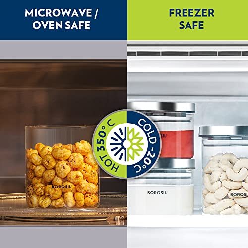 Borosil Classic Glass Jar, Air-Tight Storage Container For Kitchen, Glass Jar For Storing Spices, 600 ml, Clear - Image 3
