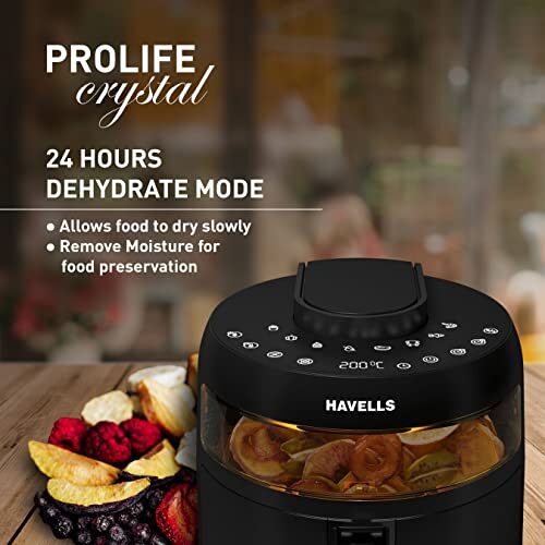 Havells Air Fryer Prolife Crystal | See-Through Window | 85% Less Oil | 5L Pan | 8 Presets Menu | Auto Restart | Touch Screen | Digital Display |Dehydrator Mode | 1500 Watt & 2 Year Warranty, 5 Liter - Image 6