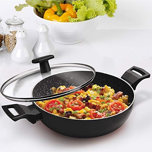 Milton Pro Cook Granito Induction Kadhai with Lid, 26 cm / 3.4 Litre, Black (Aluminium) - Image 3