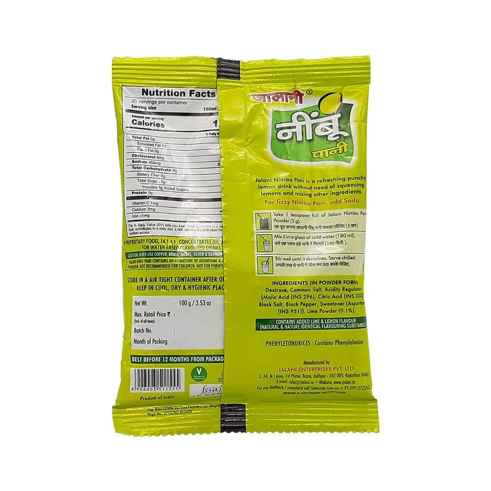 Jalaani Nimbu Pani Mix | Lemon Sharbat | Ready to Mix & Drink | A++ Grade, 100g x 4 Pcs - Image 4