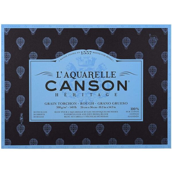 Canson Héritage Cotton 300 GSM Rough 26 x 36 cm Paper Block(White, 20 Sheets)