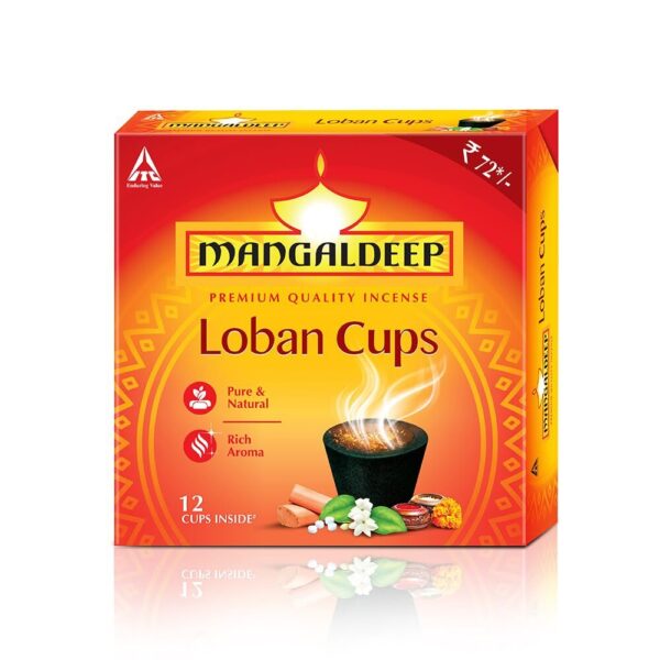 Mangaldeep Loban Cups - Pure & Natural - Rich Aroma (12 Cups)
