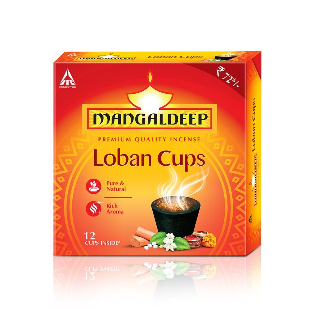Mangaldeep Loban Cups - Pure & Natural - Rich Aroma (12 Cups)
