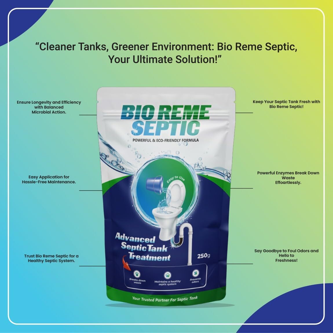 Bio Reme Septic Tank Cleaner Bacteria Reduces Sludge Build-Up Odour Removing Powder Bacteria Eco Friendly Available In Pack of 1 (250 Gm) - Image 6
