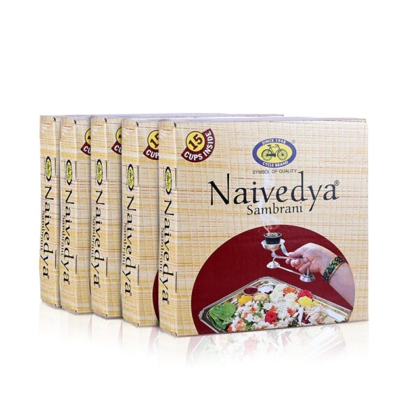 Cycle Pure Naivedya Sambrani Dhoop Cups for Pooja (75 pcs) | Havan Cups for Pooja, Home & Festivals | Natural Guggal Dhoop Original | Dhoop Cones | Pack of 5 (15 Cups/Pack + 1 Burner Plate/Pack)