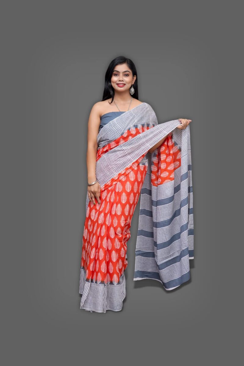 ANMOL FABRICS Women's Cotton Malmal Saree | Women Stylish Sadis | Printed Runing Blouse Piece | Sari Length 5.5 meter | Blouse Piece 1 m | Unstitched Blouse Material Free_Size_SAREE-MULTI_71 - Image 6