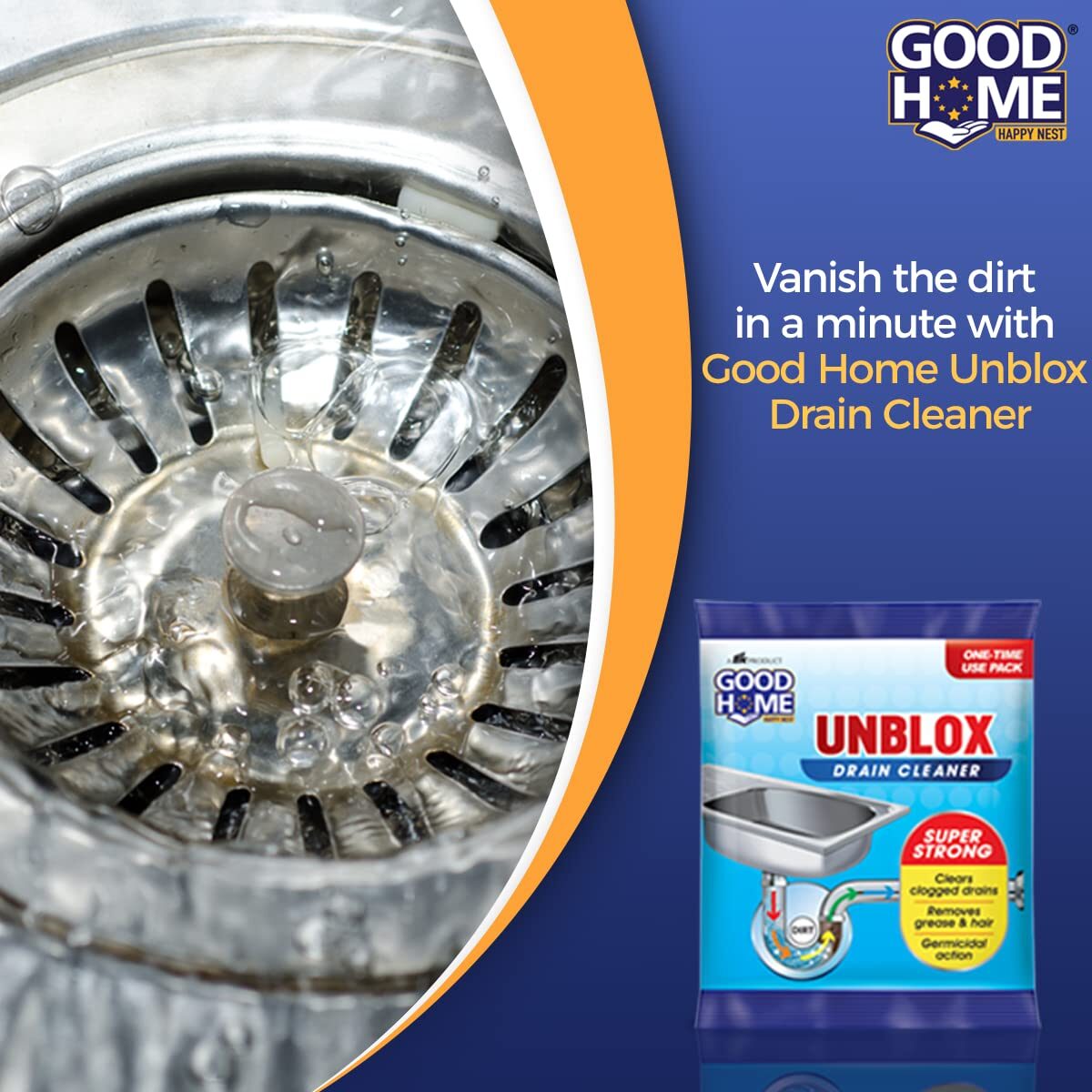 Good Home Unblox Drain Cleaner Effective Sink Cleaner, Drain Blockage Remover, Drain Pipe Cleaner(Pack of 8) - Image 2