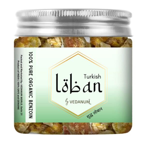 Vedanum Premium 100% Natural Turkish Loban for Air Purification, Pooja, Meditation, Negativity Removal - 80 Gm Jar