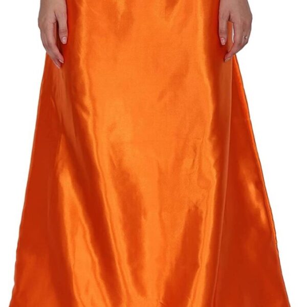 Guddan Women Satin Free Size Petticoat Underskirt Indian Lining for Sari (Orange)